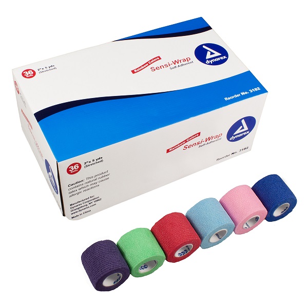 Assorted Color Sensi Wrap, Self Adherent, 2" x 5 yards. 36/Case.